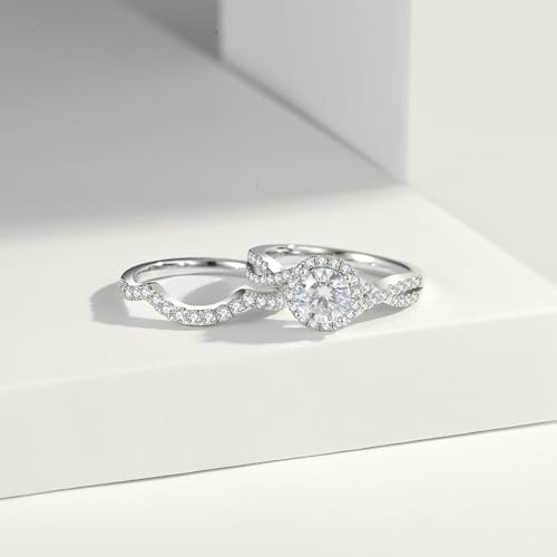 Image of Moissanite Wedding Ring Sets for Women Bridal Ring Set D Color VVS1 Different Cut Engagement Rings S925 Sterling Silver Promise Rings for Wife