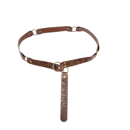 SV SENVAN Viking Belt for Men & Women- PU Leather Adjustable Medieval Costume Accessory Renaissance Belt with Metal Rings