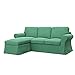 SOFERIA Kompatible Ersatzbezug fur EKTORP 2er-Sofa mit Recamiere, Stoff Elegance Mint, Grün