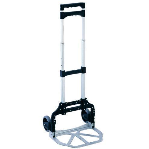 Image of Folding Aluminum Heavy-Duty Luggage Trolley Cart With Telescoping Handle And Rubber Wheels 80 Kg Loading Capacity Hand Shopping Trolley (80 KG)