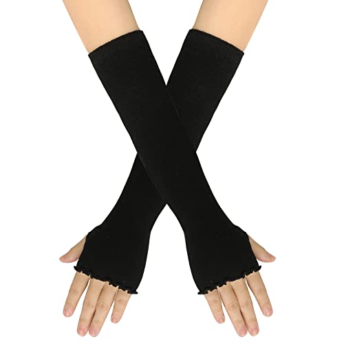 Luvas femininas de inverno sem dedos, buracos para polegar para luvas de meio dedo, sem dedos, aquec