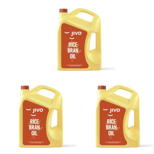 Image of Jivo Rice Bran Oil 4 Litre | Premium Cooking Oil | Rich in Antioxidants | Ideal for Deep Frying, Sauteing & Baking | Chemical-Free (Pack of 3)