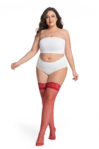 Image of Women's Lace Top Thigh High Stocking with Stay Up Silicone