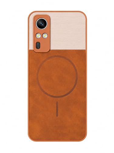Image of Bintage Mac Safe Design Hard Slim Back Case | Soft Border Camera Protect | Dual PU Leather Finish Back Cover Compatible for Vivo Y51A 2020 - White & Brown