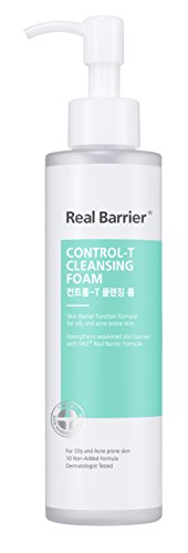 Real Barrier, ControlT Cleansing Foam Fluid Ounce sulfate free low pH gel protects gently removes excess oil, Oily and Acne prone skin, 6.7 Fl Oz