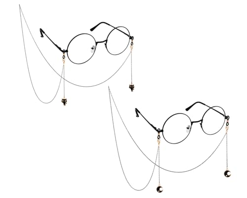 Image of DS. DISTINCTIVE STYLE Gothic Glasses Chain with Pendants Halloween Metallic Chain for Glasses Around Neck for Women, 2 Pack