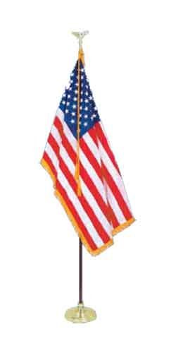8' Executive Formal Indoor American Flag Set with 8' Pole, Stand and Eagle Ornament for Offices, Schools, Churches & Auditoriums by All Star Flags