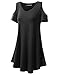 URBANCLEO Womens Off The Shoulder Elong Tunic Top Mini T-Shirt Dress Black, 3XL