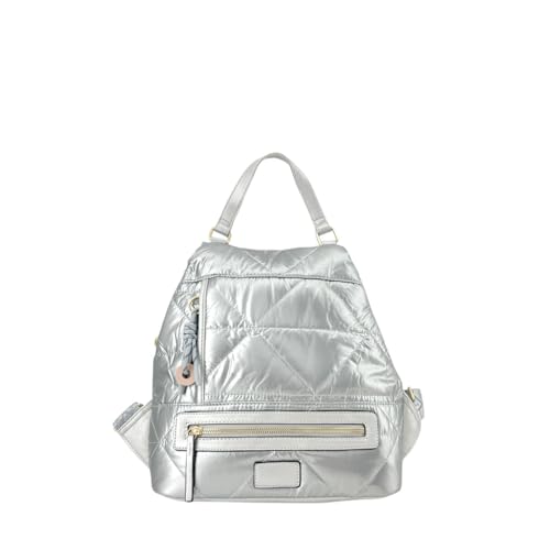 MODELISA - Bolso Mochila Acolchada Hombro Estilo Casual Mujer (Plata)
