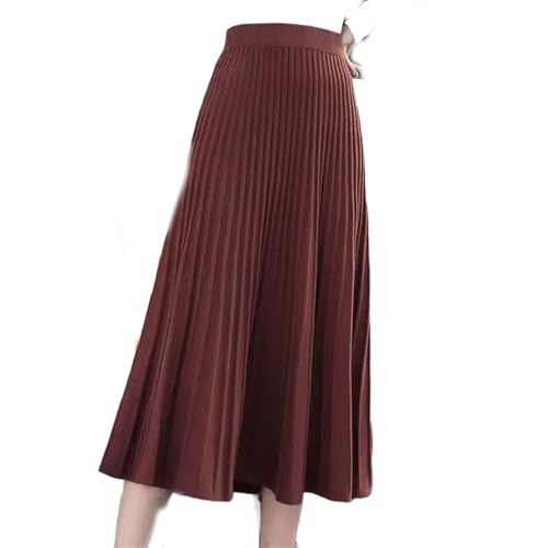 Women's Retro Elegant Long Skirt Large Size Knee-Length Skirt Outdoor Casual Clothing Coffee