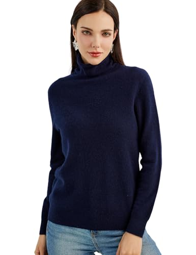 Chanyarn 100% Puro Cashmere Maglione da Donna Dolcevita Manica Lunga Caldo Morbido