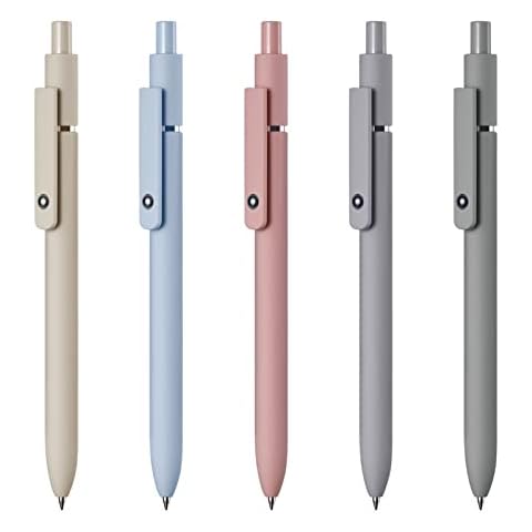 EEOYU 5pcs Quick Dry Ink Gel Pens Fine Point Retractable Roller Ball Pens Black Ink Smooth Writing Cute Aesthetic pens for School Office Home Diary Cover