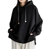 [UQQA] サイドスリット パーカー レディース オーバーサイズ トップス きれいめ 春秋 ダンボールニット 秋服 大きいサイズ 着回し おしゃれ ビジネスカジュアル 高見え ファッション ビッグフード 使いやすい色 体型カバー 軽量 美ライン スタイルアップ 通勤 通気性 着こなし方 ブラック L
