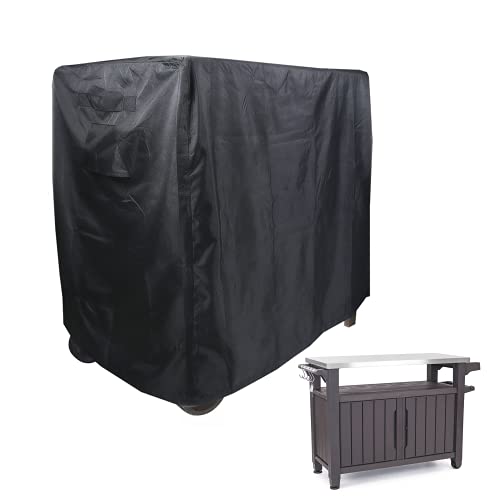 J&C 600D Outdoor Prep Table Cover Heavy Duty Outdoor Prep Table Covers BBQ Table Cover Buffet Console Cover Waterproof Buffet Table Cover Outdoor Buffet Cabinet Table Cover Weatherproof