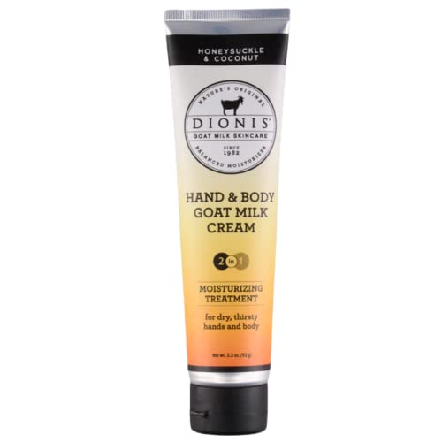 Dionis - Goat Milk Skincare Honeysuckle & Coconut Scented Hand & Body Cream (3.3 oz) - Made in the USA - Cruelty-free and Paraben-free