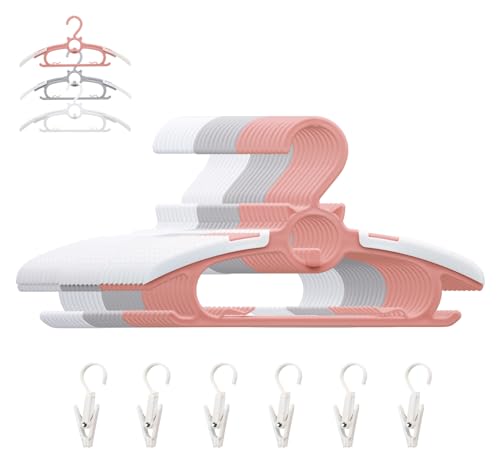 Image of Gencuoir Baby Nursery Closet Hangers, Ultra Thin Non-Slip and Extendable Laundry Infant Pant Hanger for Newborn Clothes 30pcs 11"-14'' Adjustable Children Coat Hanger for Girl Boy Toddler Kids Child C