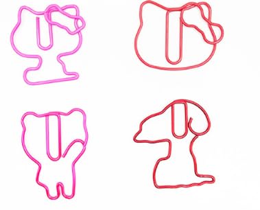 ゼムクリップ ペーパークリップ かわいい 犬/猫 動物型 書類整理/招待状/付箋/手紙/メモ帳用 文房具 カラー 豊富 メモクリップ 子供用 学生用 贈り物 (動画)