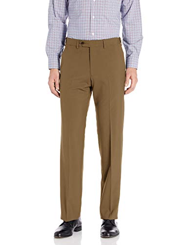Palm Beach Men's Expander Plain Dress Pant, Camel, 40W Regular