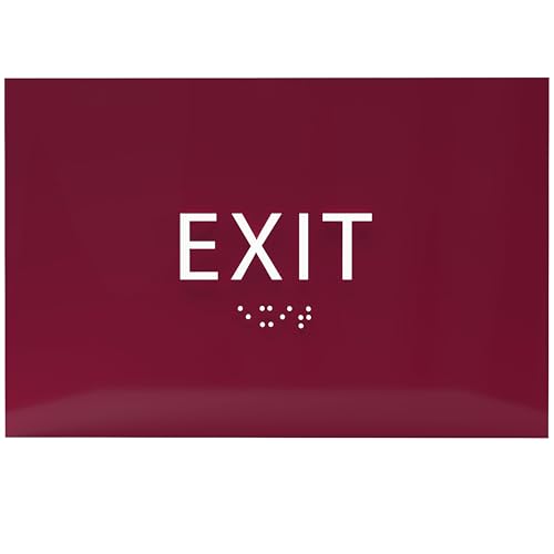 ADA CENTRAL SIGNS - 6"X4" Exit Sign - Tactile Graphics Grade 2 Braille Text | Modern Utility Wall Mount ADA Compliant Plastic Signs For Schools, Offices, Businesses, Apartments & Restaurants