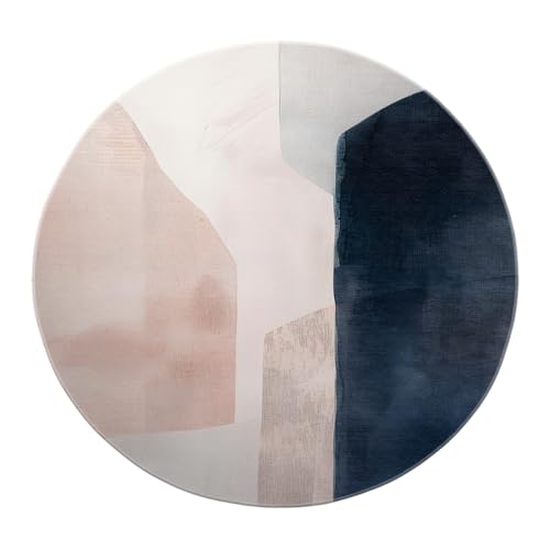 Tapis rond abstrait 140 cm salon design géométrique lavable - 8