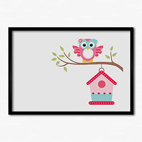 Cadre bois 70x50 cm anti-déformation pour habiller un mur vide avec une peinture de chouette