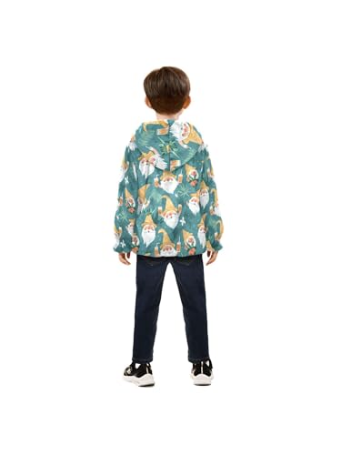 Summer Gnomes Leaves Girls Fleece Jacket Girls Fall Jacket Boys Coats Zip Up Hoodie Children Sherpa Warm Outerwear 2-10T4