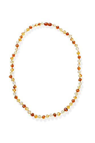 Meraki Baltic Amber Necklace - Polished Baroque Baltic Amber Necklace | Certified Genuine Baltic Amber Necklace | Cognac/Honey/Lemon Color (12.5 Inches)