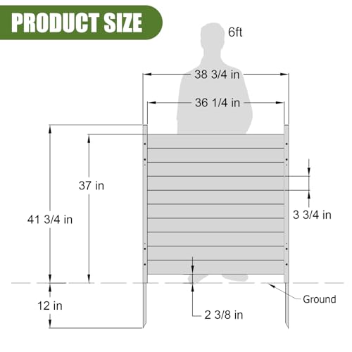 Outdoor Privacy Fence 2P-38''W x 42''H Wood Fence Privacy Screen No Dig Fence Panels, Fencing for Garden Patio Pool Equipment Enclosure Trash Bin Air Conditioner, Privacy Fence Panels Horizontal by JN YANYULOU - Image 5