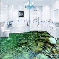 Modern Floor painting HD Natural scenery stone water Waterproof Bathroom kitchen PVC Wall paper Self wall sticker Floor mural