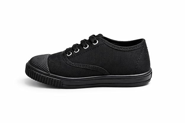 Image of Premium Unisex Black Canvas Shoes | Comfortable Lace-Up Sneakers with Anti-Slip PVC Sole