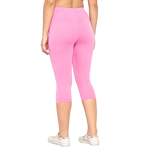 Image of Irana Women Cotton Stretchable Capri | Slim /Regular Fit | Breathable Yoga, Gym & Lounge Wear | High-Waist Stretchable 3 /4 Length Leggings|Capri Pants for Women - Pack of 1