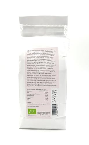 Bio-Buchweizenmehl 500 g, 'glutenfrei' zertifiziert, aus geschälten Bio-Buchweizenkörnern aus Oberbayern/Deutschland, vegan, vegetarisch, bestens für Pfannkuchen und Brotbacken geeignet