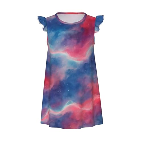 Flutter Sleeve Nightgown Pajama Gown Dreamy Sky Art Easy Pull-On Sleepwear Nightdress