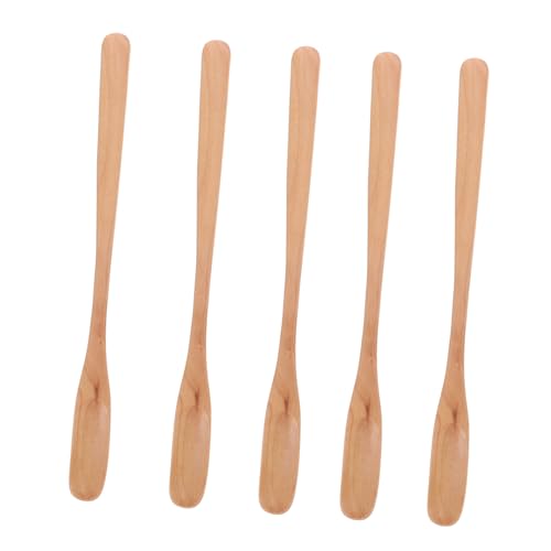 KICHOUSE Practical Honey Stirring Spoons 5pcs Wooden Honey Stirrer Spoon for Easy Cleaning Great for Honey Syrup Honey