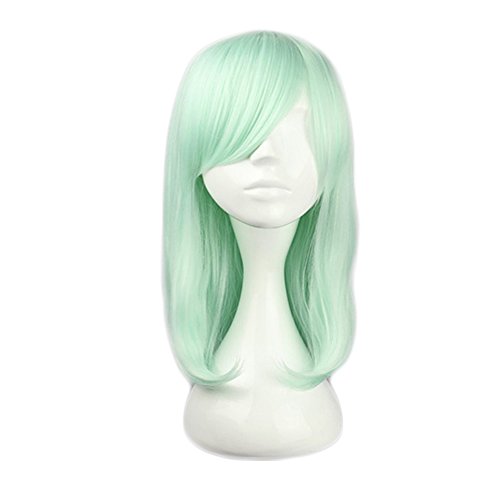 Mcoser 17" Mint Green Medium Long Straight Wig