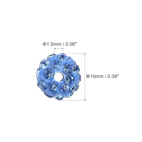 PATIKIL 10mm Rhinestone Clay Beads for Jewelry Making 60 Pack Round Ball Polymer Clay Crystal Charm Beads for Craft Decor Necklace Chain Bracelets DIY Blue - Image 2