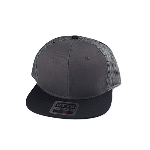 (オットー) OTTO 141-1070 Cotton Twill Flat Visor Mesh Back Trucker Snapback Black/Charcoal/Charcoal フラットバイザー メッシュキャップ ブラック/チャコール/チャコール 17866