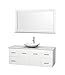 Wyndham Collection Centra 60" Single Bathroom Vanity in Matte White, White Man-Made Stone Countertop, Arista White Carrera Marble Sink & 58" Mirror