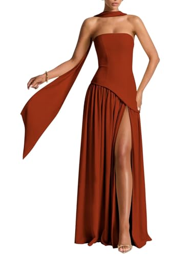 Strapless Bridesmaid Dress with Scarf Chiffon Long Corset Prom Dresses Evening Dress