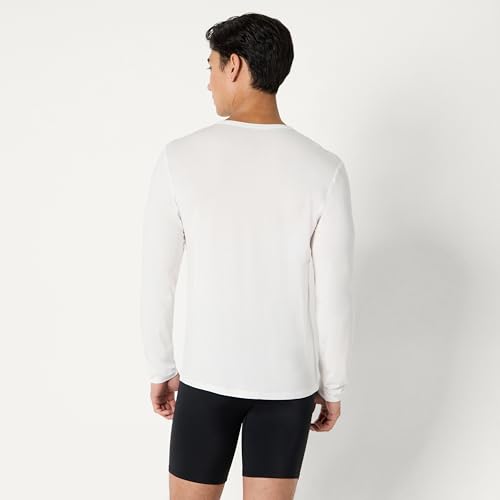 Amazon Essentials Camiseta Interior de Manga Larga, de Tela Modal, Supersuave Hombre, Pack de 2, Blanco, L