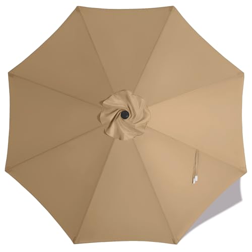 MasterCanopy (30+ Colors) Replacement Market Umbrella Canopy for 9ft 8 Ribs (Canopy Only) (Khaki)