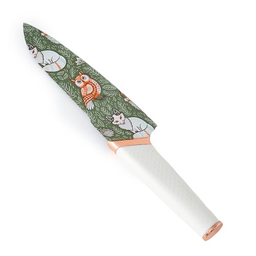 Image of UMAI Sharp Knife for Kitchen (7 Inch) Chef Knife | Chaku Knife | Printed Knife| Nife | Chopping Knife | Steel Kitchen Knife with Cover | Chopper Knife for Kitchen (Golden) (Green)