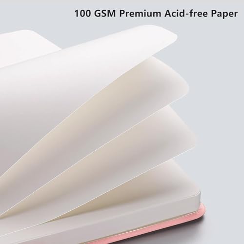 Image of RETTACY Blank Journal Notebook, 192 Pages, A5 Medium Size (5.7'' x 8.3'') | Leather Hardcover, 100 GSM Thick Paper, for Sketching, Drawing, Painting (Pink)
