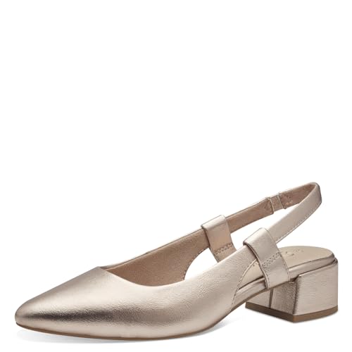 MARCO TOZZI Damen Slingpumps mit Blockabsatz Vegan, Beige (Platinum), 37 EU
