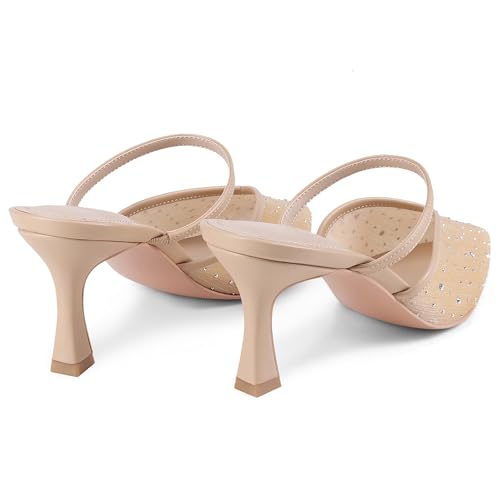 Image of USIMAD Women's Mesh Mule Heels with Memory Foam Insole Pointy Toe Arch Support