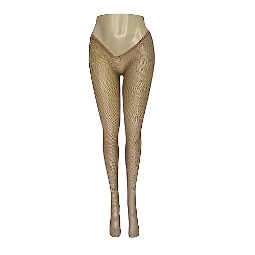 Image of V-Cut Skintone Gold Glitter Fishnet Stockings | VCUT Carnival Tights for Black and Brown Skin Women