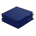 Comcaver Outdoor Chair Cushions 19 x 19 Inch Waterproof Patio Chair Cushions with Tie 5 Year Color Fastness Thick Outdoor Seat Cushion for Garden Lawn Patio Furniture Navy Set of 2