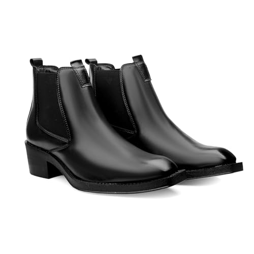 Image of Men's 2 Inch Heel Height Increasing Faux Leather Material With Casual Formal Slipon Chelsea Boot.