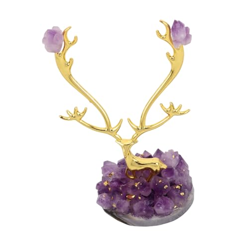 Statue de Cerf en Alliage et Cristal d'Améthyste, Cadeau Idéal pour Déco de Salon - 2