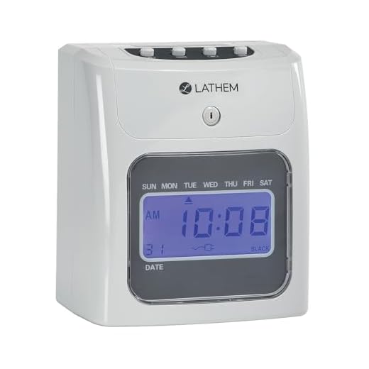 Lathem 400E-KIT Top-Feed Electronic Time Clock Bundle Kit Time Clock, Gray, 8.5" x 7.4" x 5" (400EKIT)